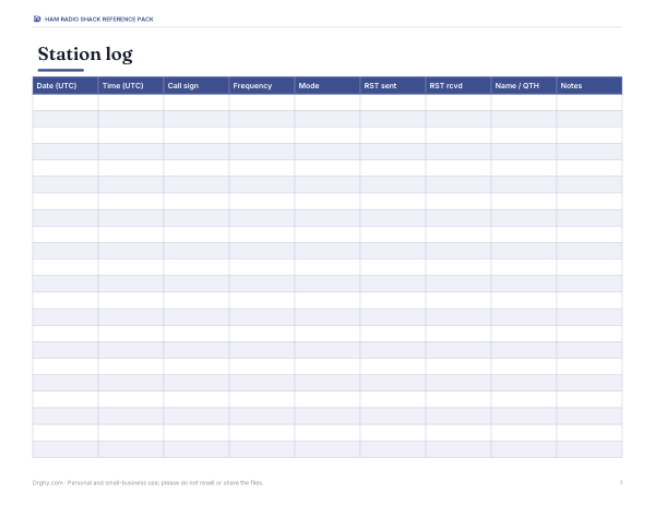 Preview of Printable Ham Radio Logbook